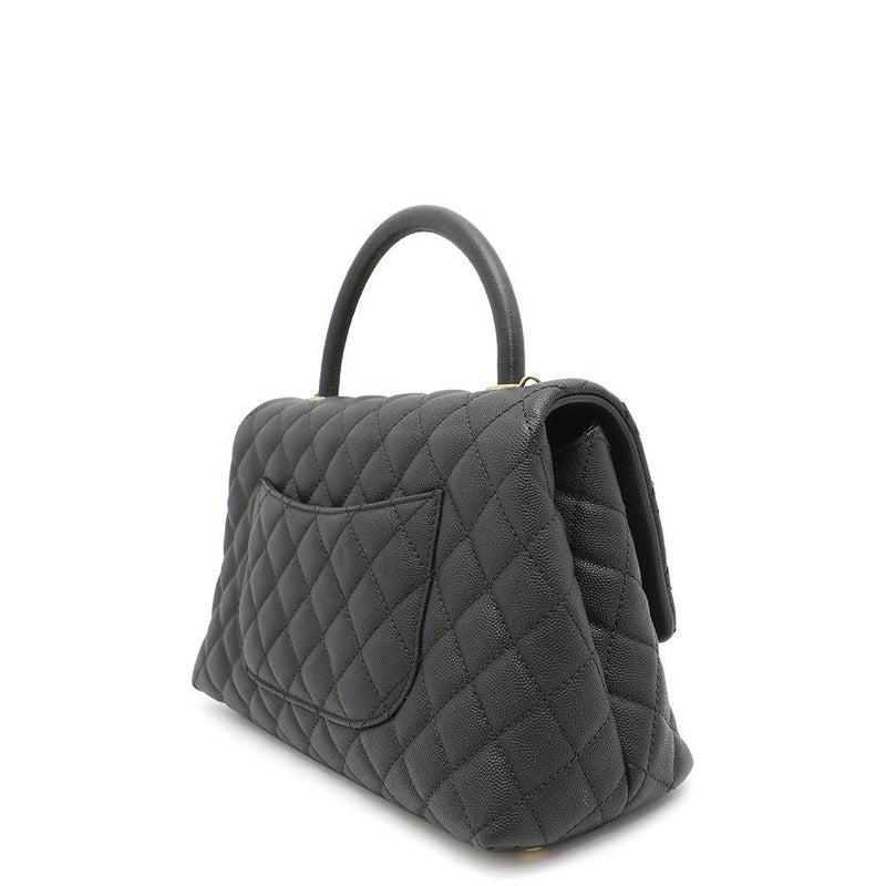 シャネル ハンドバッグ マトラッセ ココマーク ハンドル フラップ キャビアスキン A92991 黒