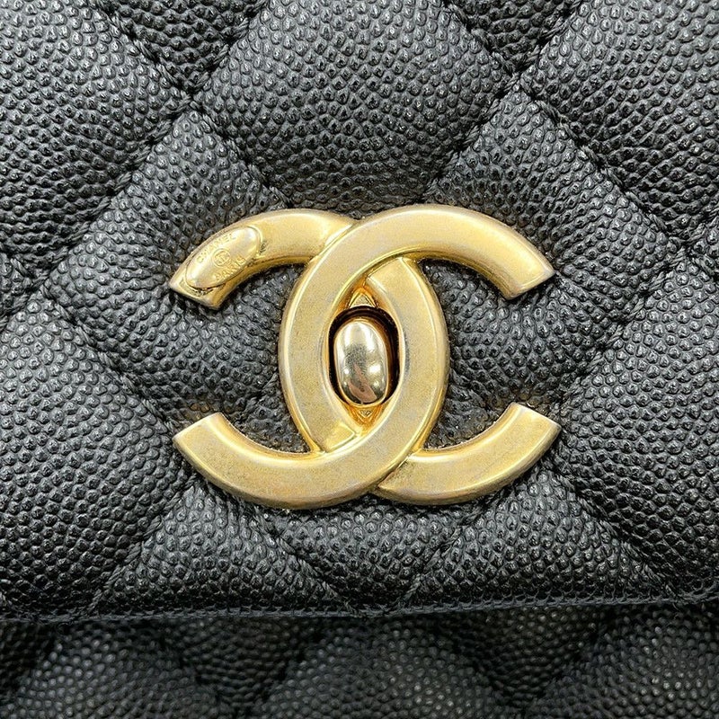 シャネル ハンドバッグ マトラッセ ココマーク ハンドル フラップ キャビアスキン A92991 黒