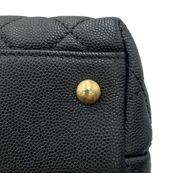 シャネル ハンドバッグ マトラッセ ココマーク ハンドル フラップ キャビアスキン A92991 黒