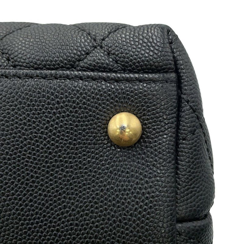 シャネル ハンドバッグ マトラッセ ココマーク ハンドル フラップ キャビアスキン A92991 黒