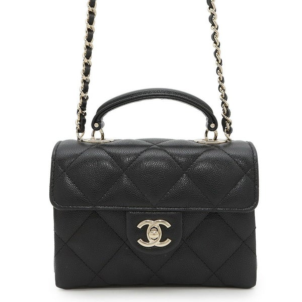 シャネル ハンドバッグ マトラッセ ココマーク トップハンドル ミニ クラッチバッグ キャビアスキン AP4569 2way 黒