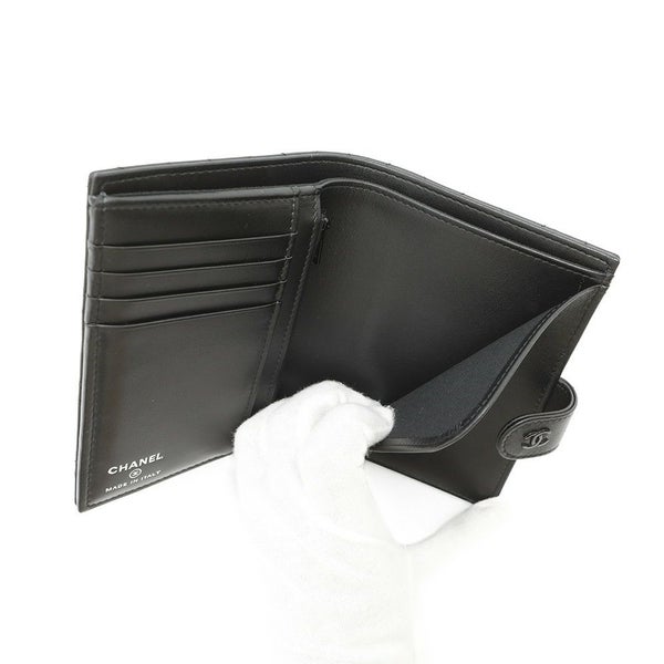 シャネル パスポートケース マトラッセ ココマーク カーフレザー AP3824 CHANEL 黒