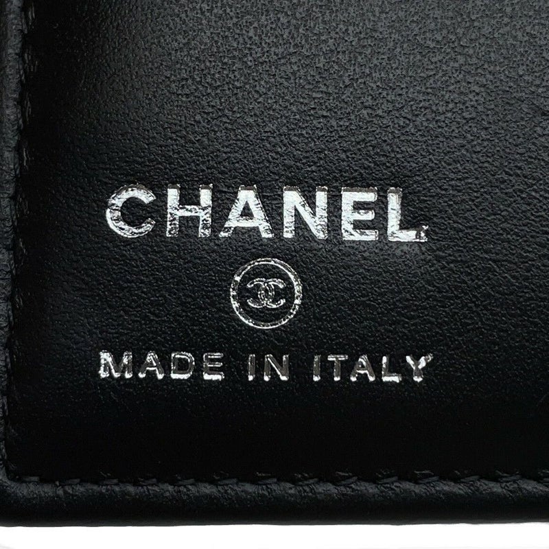 シャネル パスポートケース マトラッセ ココマーク カーフレザー AP3824 CHANEL 黒