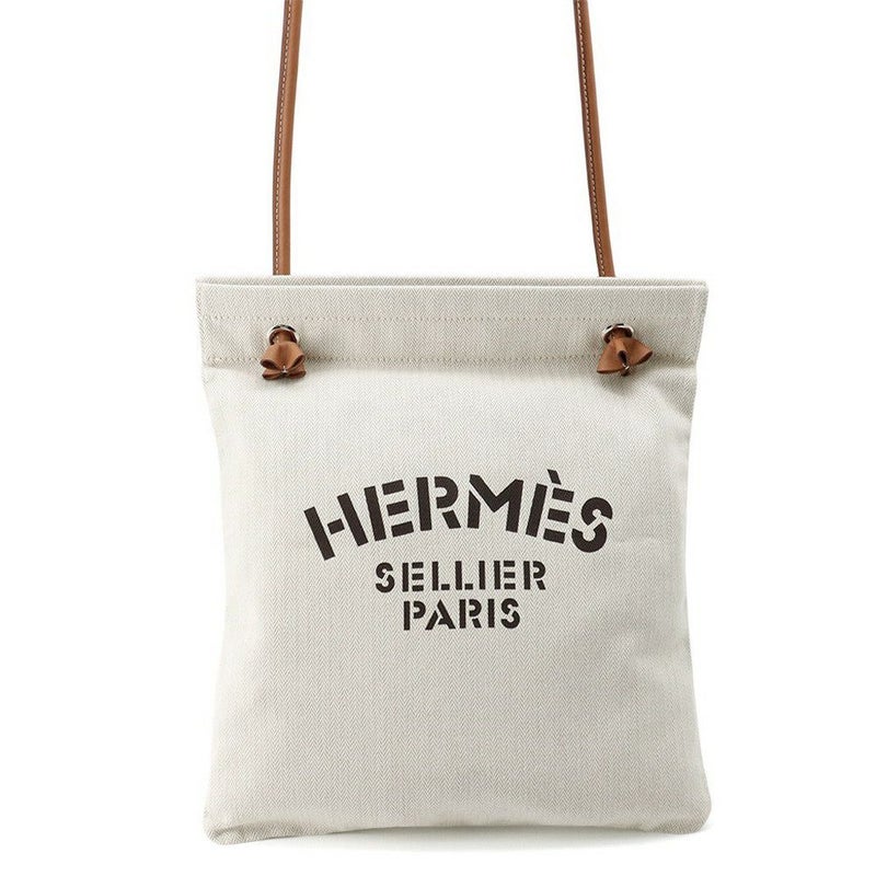 エルメス ショルダーバッグ サック アリーヌMM エクリュ/フォーヴ/シルバー金具 トワルシェブロン/バレニア B刻印