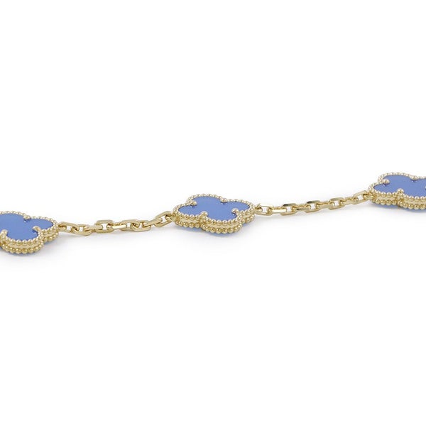 ヴァンクリーフ＆アーペル ブレスレット ヴィンテージ アルハンブラ ブレスレット 5モチーフ ブルーアゲート K18YG VCARP34900