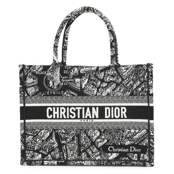 クリスチャン・ディオール トートバッグ ブックトート プラン ドゥ パリ ミディアム M1296ZOMP_M46I 黒 白