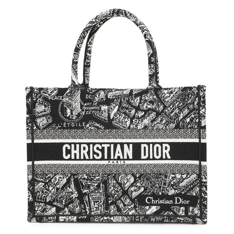 クリスチャン・ディオール トートバッグ ブックトート プラン ドゥ パリ ミディアム M1296ZOMP_M46I 黒 白
