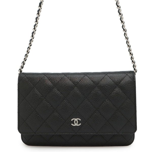 シャネル チェーンウォレット クラシック マトラッセ ココマーク キャビアスキン AP0250 CHANEL 財布 黒
