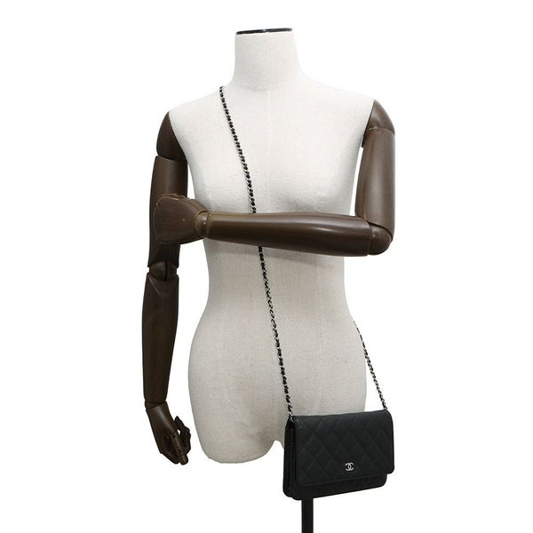 シャネル チェーンウォレット クラシック マトラッセ ココマーク キャビアスキン AP0250 CHANEL 財布 黒