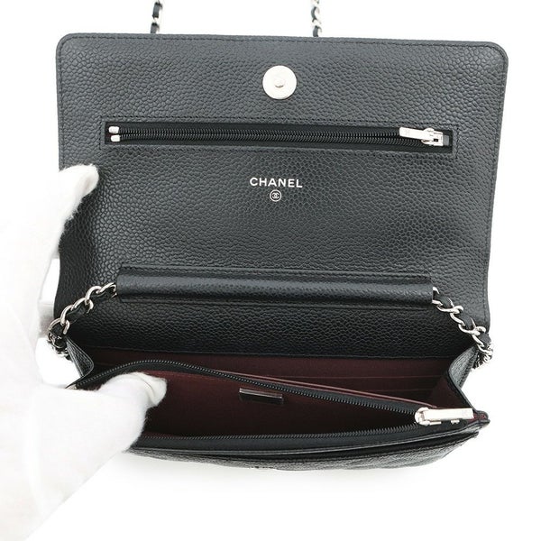 シャネル チェーンウォレット クラシック マトラッセ ココマーク キャビアスキン AP0250 CHANEL 財布 黒