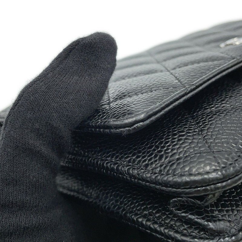 シャネル チェーンウォレット クラシック マトラッセ ココマーク キャビアスキン AP0250 CHANEL 財布 黒