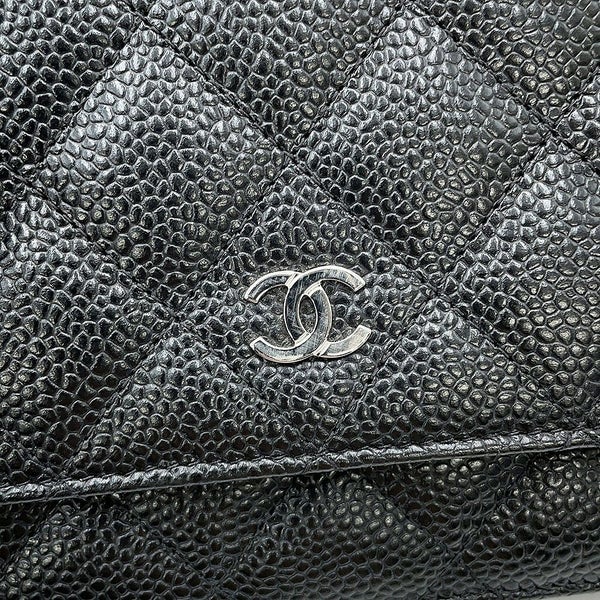 シャネル チェーンウォレット クラシック マトラッセ ココマーク キャビアスキン AP0250 CHANEL 財布 黒