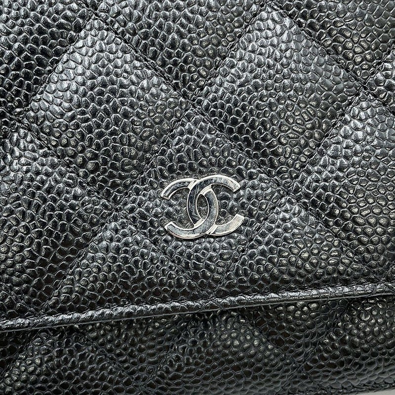 シャネル チェーンウォレット クラシック マトラッセ ココマーク キャビアスキン AP0250 CHANEL 財布 黒