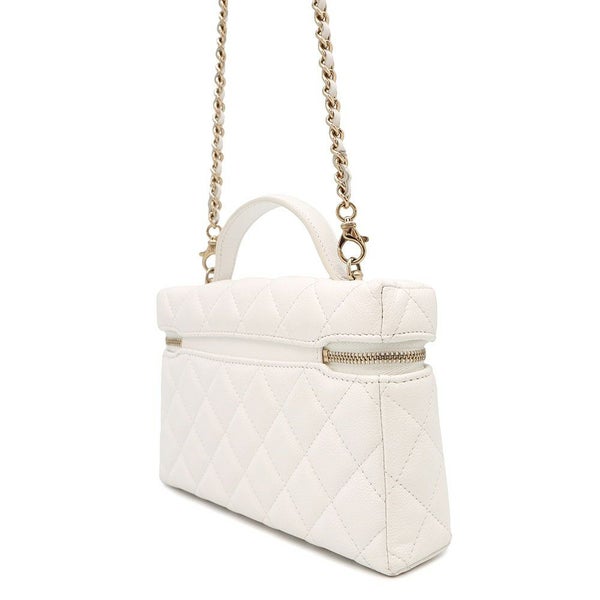 シャネル ハンドバッグ マトラッセ ココマーク バニティケース キャビアスキン AP4404 CHANEL 白 2way ヴァニティ