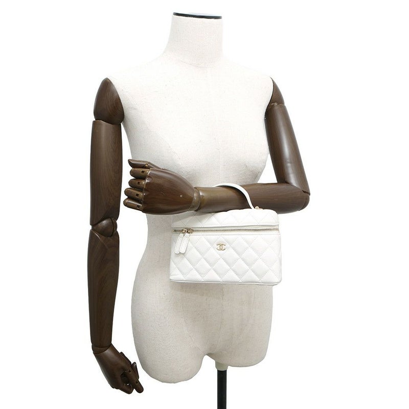 シャネル ハンドバッグ マトラッセ ココマーク バニティケース キャビアスキン AP4404 CHANEL 白 2way ヴァニティ