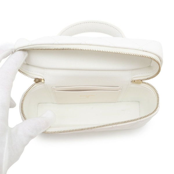 シャネル ハンドバッグ マトラッセ ココマーク バニティケース キャビアスキン AP4404 CHANEL 白 2way ヴァニティ