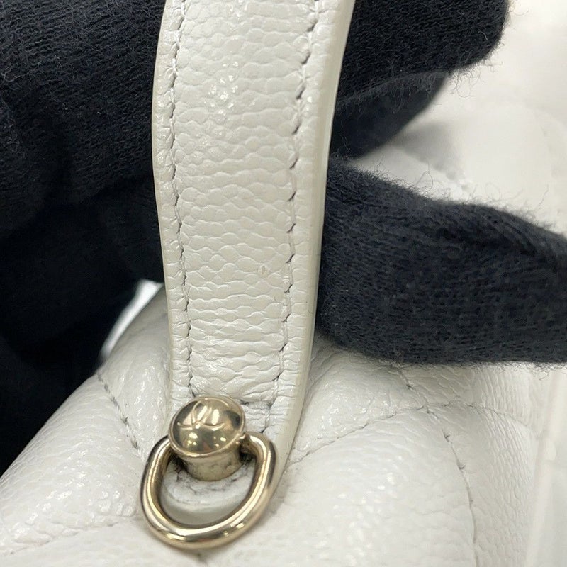 シャネル ハンドバッグ マトラッセ ココマーク バニティケース キャビアスキン AP4404 CHANEL 白 2way ヴァニティ