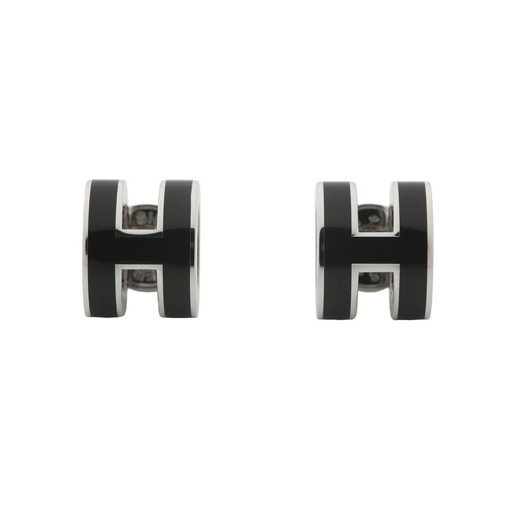 エルメス ピアス ミニ・ポップアッシュ ブラック/シルバー金具 H