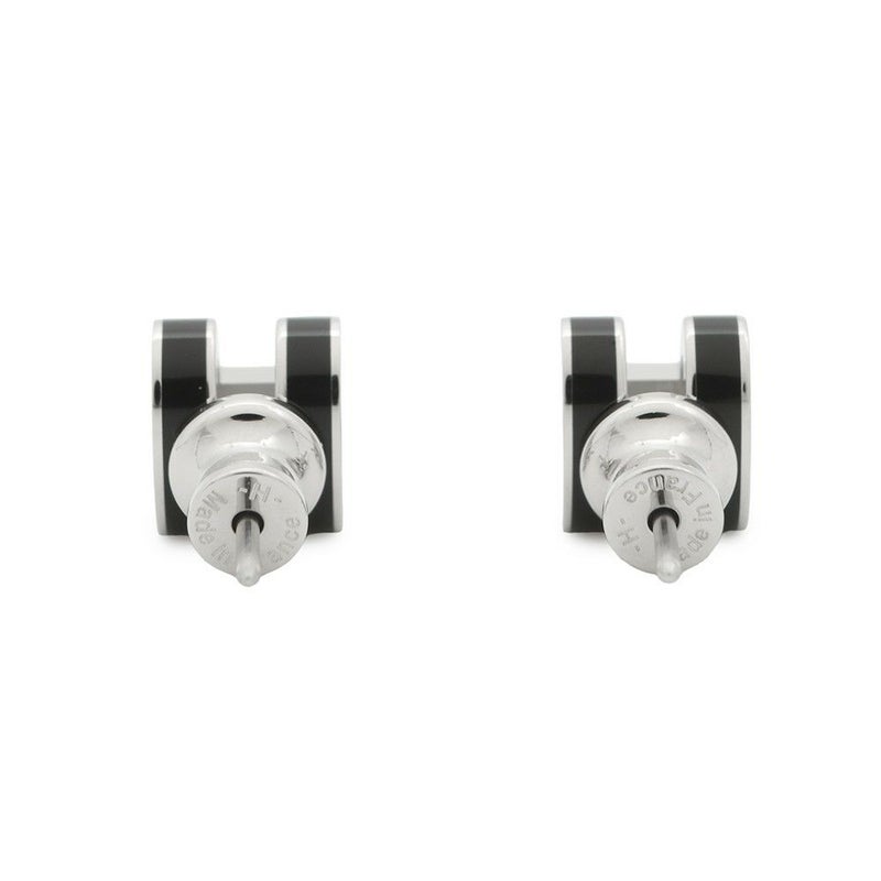 エルメス ピアス ミニ・ポップアッシュ ブラック/シルバー金具 Hモチーフ HERMES Pop H ポップH 黒