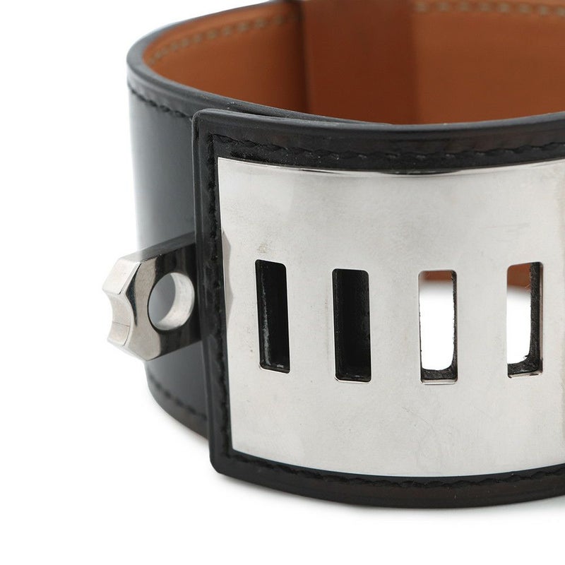エルメス ブレスレット コリエドシアン ブラック/シルバー金具 ボックスカーフ A刻印 サイズS HERMES 黒