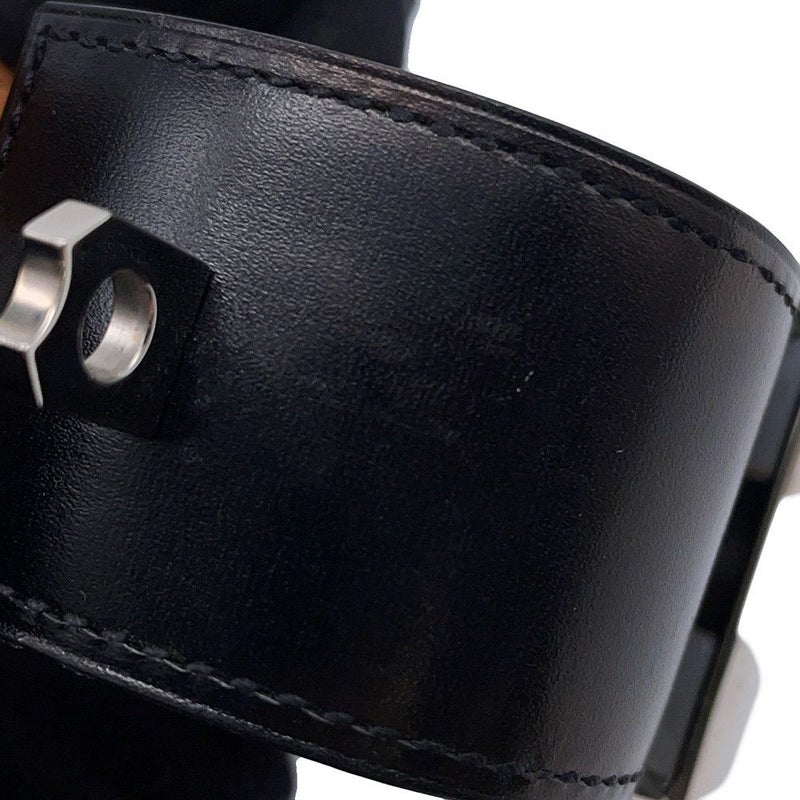 エルメス ブレスレット コリエドシアン ブラック/シルバー金具 ボックスカーフ A刻印 サイズS HERMES 黒