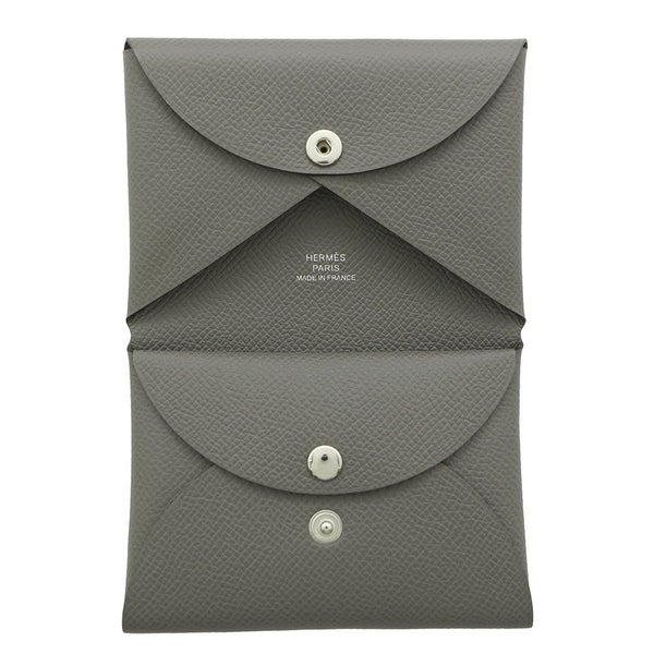 エルメス コインケース カルヴィ デュオ グリメイヤー/シルバー金具 エプソン K刻印 HERMES 財布