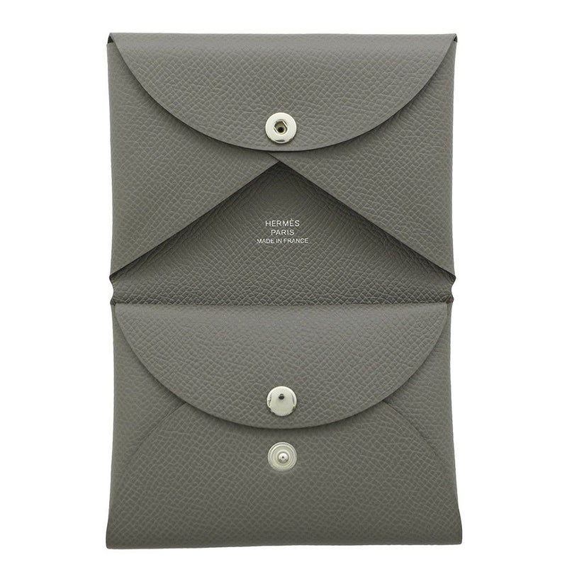 エルメス コインケース カルヴィ デュオ グリメイヤー/シルバー金具 エプソン K刻印 HERMES 財布
