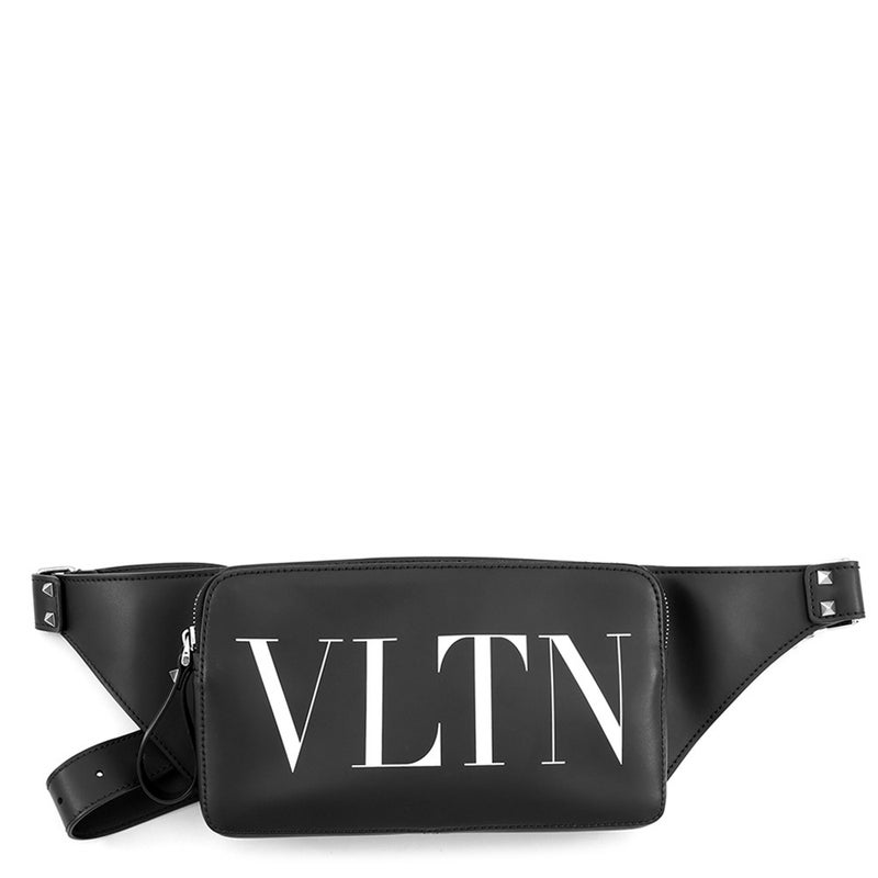 ヴァレンティノ・ガラヴァーニ ボディバッグ VLTNロゴ レザー VY2B0A10WJW VALENTINO ベルトバッグ 黒 白