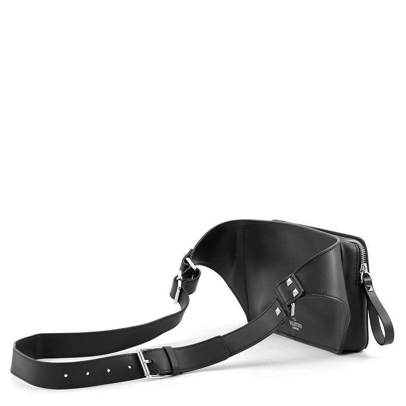 ヴァレンティノ・ガラヴァーニ ボディバッグ VLTNロゴ レザー VY2B0A10WJW VALENTINO ベルトバッグ 黒 白