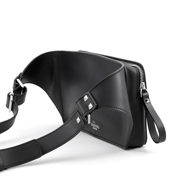 ヴァレンティノ・ガラヴァーニ ボディバッグ VLTNロゴ レザー VY2B0A10WJW VALENTINO ベルトバッグ 黒 白
