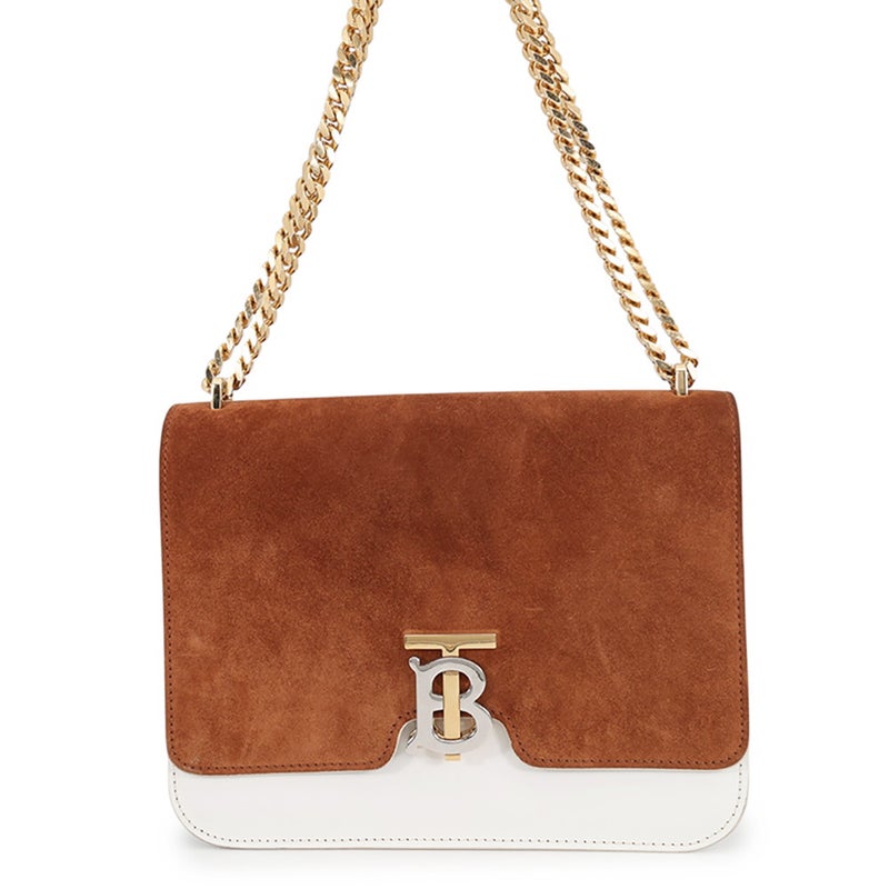 バーバリー チェーンショルダーバッグ TB ミディアム スエード レザー BURBERRY
