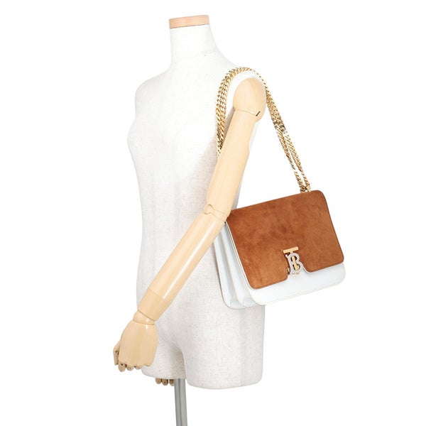 バーバリー チェーンショルダーバッグ TB ミディアム スエード レザー BURBERRY