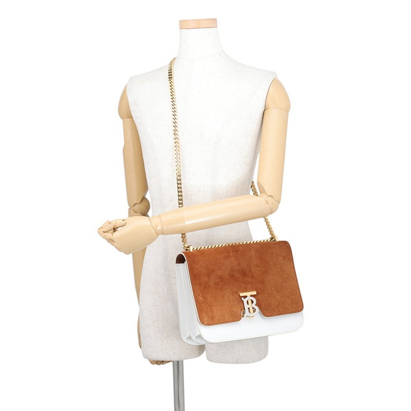 バーバリー チェーンショルダーバッグ TB ミディアム スエード レザー BURBERRY