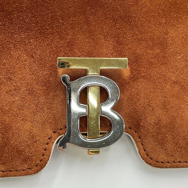 バーバリー チェーンショルダーバッグ TB ミディアム スエード レザー BURBERRY
