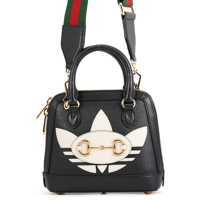 グッチ ハンドバッグ ホースビット1955 ミニ トップハンドル アディダスコラボ 677212 GUCCI 2wayショルダー 黒