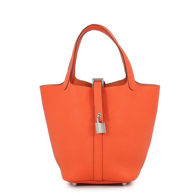 エルメス ハンドバッグ ピコタンロックPM タンジェリン/シルバー金具 トリヨンクレマンス G刻印 HERMES トートバッグ