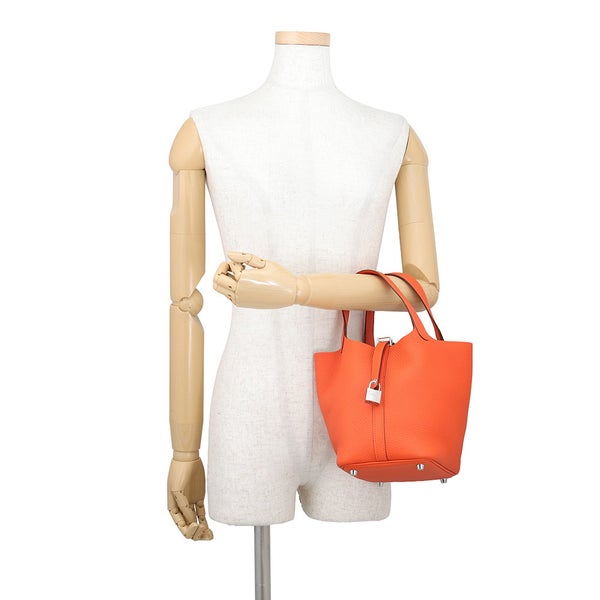エルメス ハンドバッグ ピコタンロックPM タンジェリン/シルバー金具 トリヨンクレマンス G刻印 HERMES トートバッグ