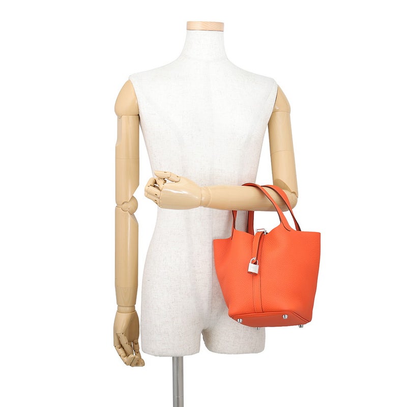 エルメス ハンドバッグ ピコタンロックPM タンジェリン/シルバー金具 トリヨンクレマンス G刻印 HERMES トートバッグ