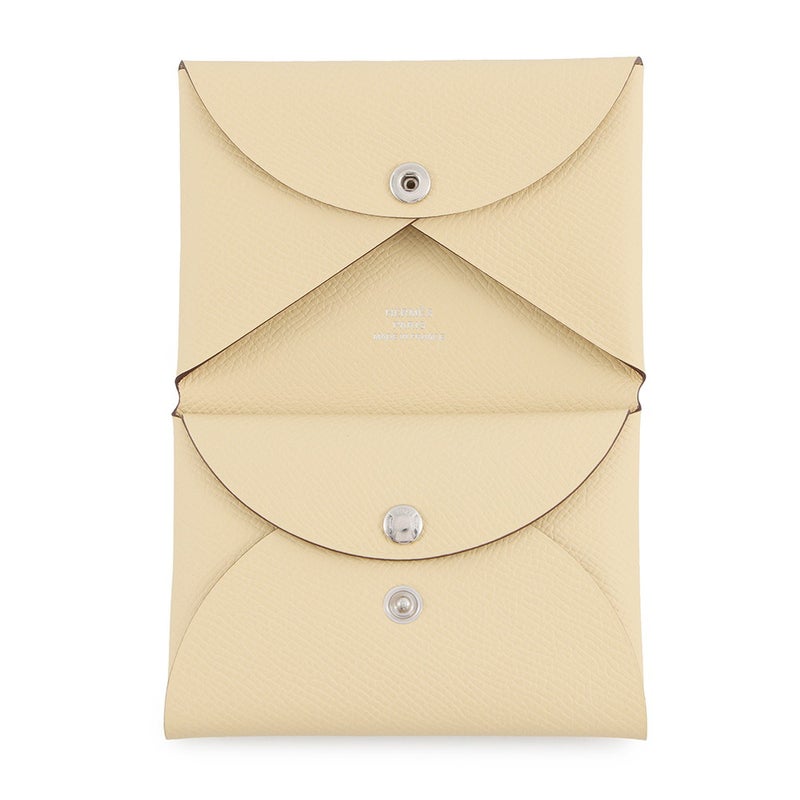 エルメス コインケース カルヴィ デュオ ヴァニラ/シルバー金具 エプソン G刻印 HERMES 財布 バニラ