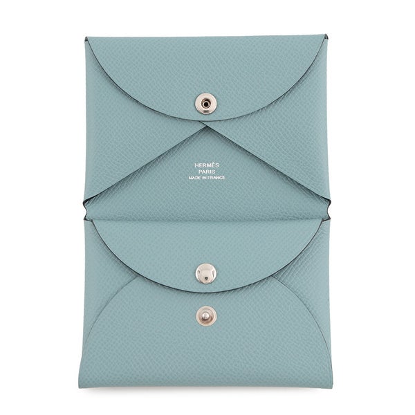 エルメス コインケース カルヴィ デュオ シエル/シルバー金具 エプソン G刻印 HERMES 財布