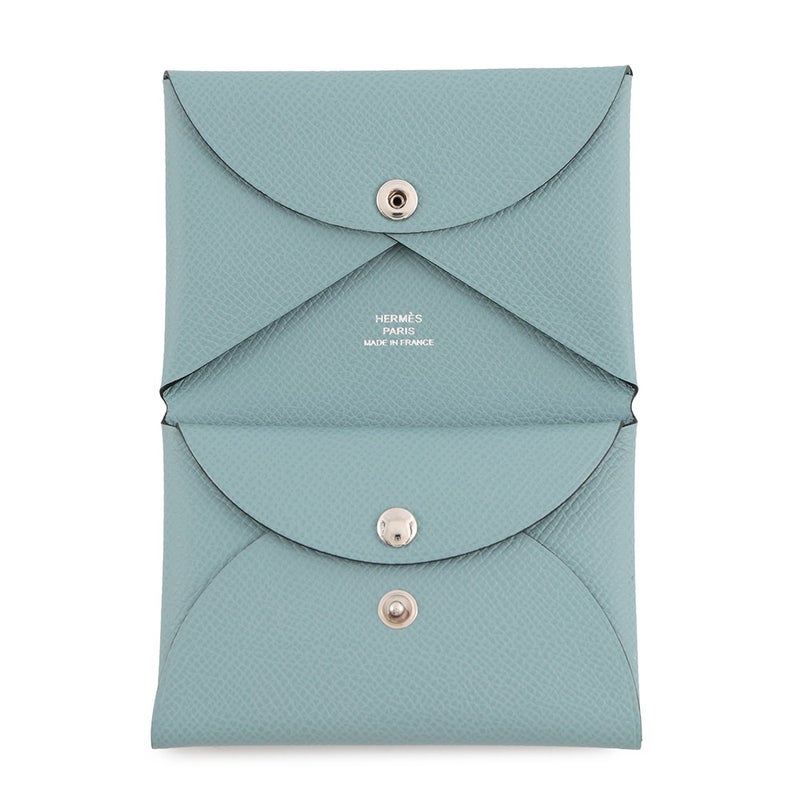 エルメス コインケース カルヴィ デュオ シエル/シルバー金具 エプソン G刻印 HERMES 財布