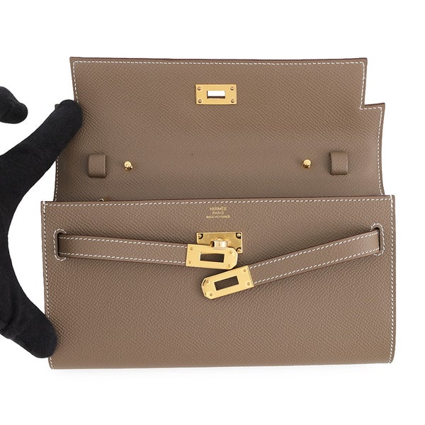エルメス ケリーウォレット ロング トゥーゴー エトゥープ/ゴールド金具 G刻印 HERMES 財布