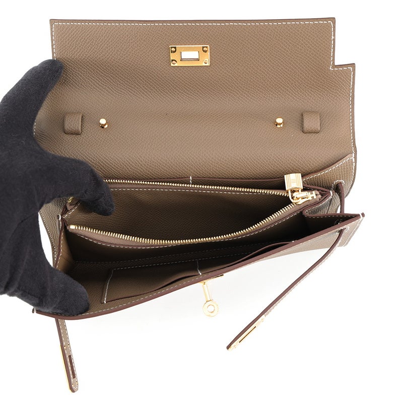 エルメス ケリーウォレット ロング トゥーゴー エトゥープ/ゴールド金具 G刻印 HERMES 財布
