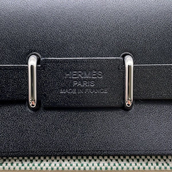 エルメス バッグ エールバッグジップ ミニ ブラック/エクリュ/ヴェールモワイヤン トワルミリタリー/ヴァッシュハンター K刻印 黒