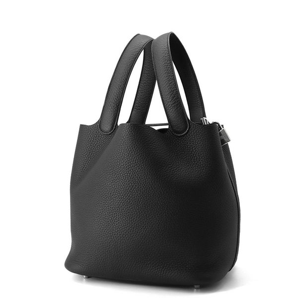 エルメス ハンドバッグ ピコタンロックMM ブラック/シルバー金具 トリヨンクレマンス K刻印 黒