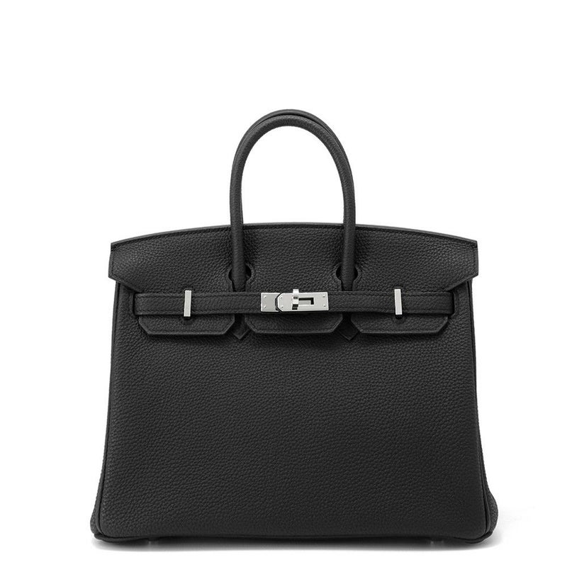 エルメス バーキン25 ブラック/シルバー金具 トゴ Y刻印 HERMES Birkin ハンドバッグ 黒