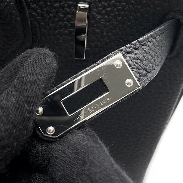 エルメス バーキン25 ブラック/シルバー金具 トゴ Y刻印 HERMES Birkin ハンドバッグ 黒