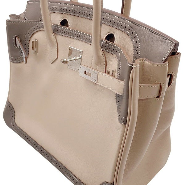 エルメス バーキン30 ギリーズ アルジル/エトゥープ/シルバー金具 スイフト □P刻印 HERMES Birkin ハンドバッグ