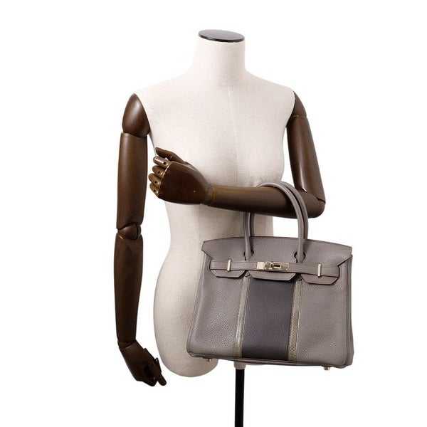 エルメス バーキン30 クラブ エタン/グラファイト/シャンパンゴールド金具 トリヨンクレマンス/リザード □P刻印 HERMES Birkin