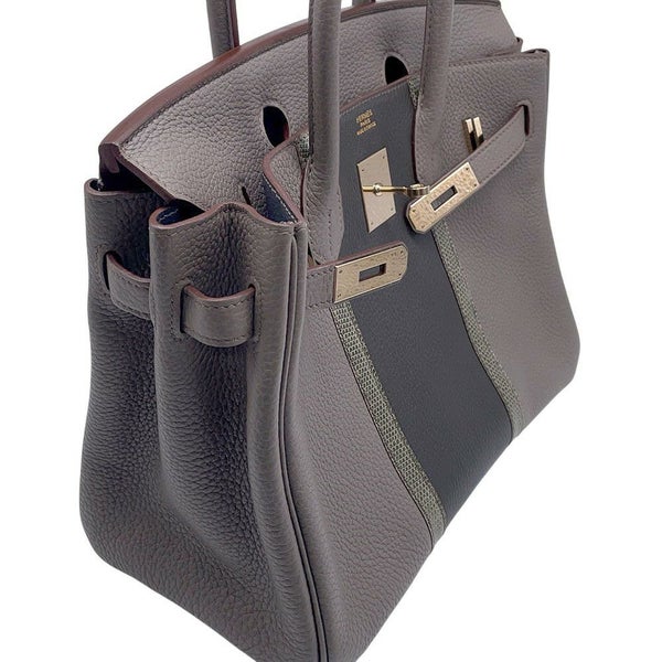 エルメス バーキン30 クラブ エタン/グラファイト/シャンパンゴールド金具 トリヨンクレマンス/リザード □P刻印 HERMES Birkin